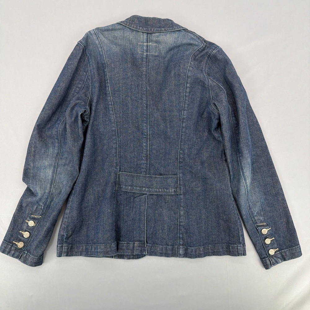Levis Strauss Jacket Womens Large Blue Denim 2 Button Waist Stretch Button Up - Picture 3 of 12